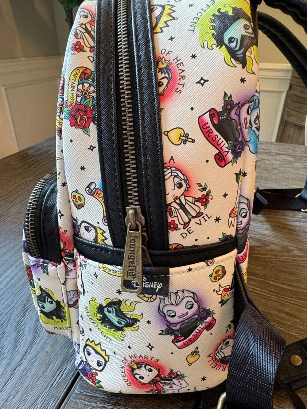 Loungefly Funko White Kids Mini Backpack with Colorful Disney Villains Art
